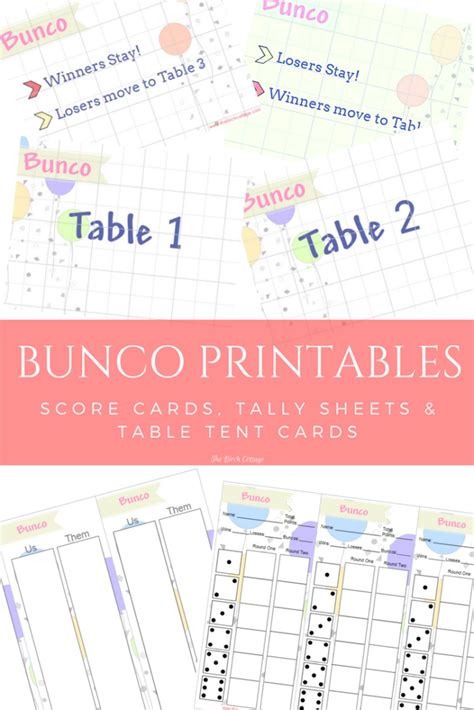 Bunco Table Cards Free Printable